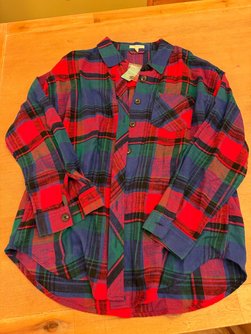 Maurices Red, Green & Blue Plaid Button-Down Shirt